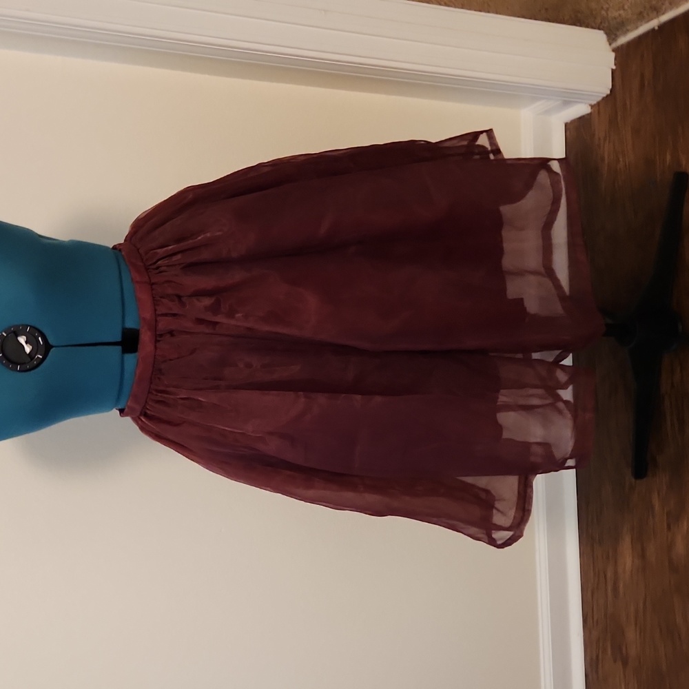 Burgundy organza twirly skirt